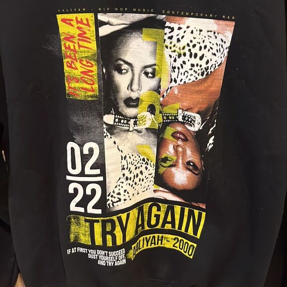 Y2K Aaliyah Crewneck Sweatshirt Try Again 2000 Graphic - Picture 2 of 6